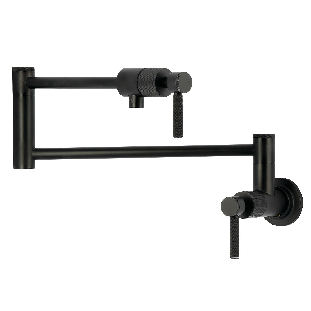 Picture of Kingston Brass KS4100KNL 13 x 2.62 x 7.93 in. Convergent Wall Mount Pot Filler Faucet with Knurled Handle - Matte Black