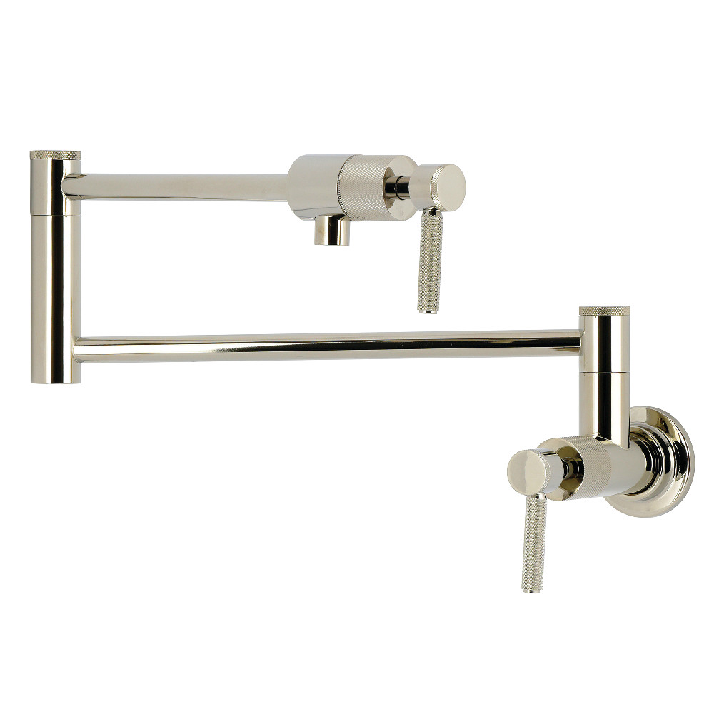 Picture of Kingston Brass KS4106KNL 13 x 2.62 x 7.93 in. Convergent Wall Mount Pot Filler Faucet with Knurled Handle - Polished Nickel