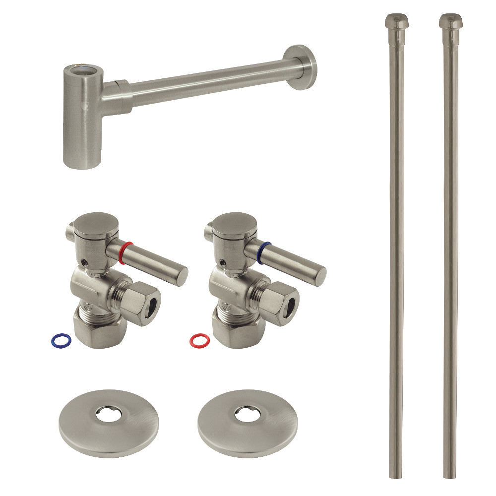 Modern Plumbing Sink Trim Kit - Brushed Nickel - 7-Piece Set