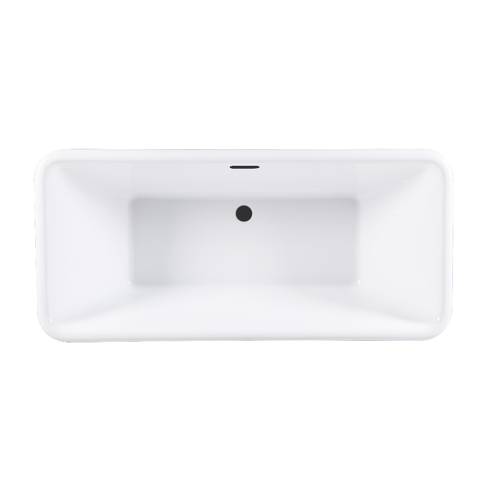VTSQ713224C420 71 in. Acrylic Oval Rectangular Double Ended Pedestal Tub with Drain - Glossy White & Matte Black