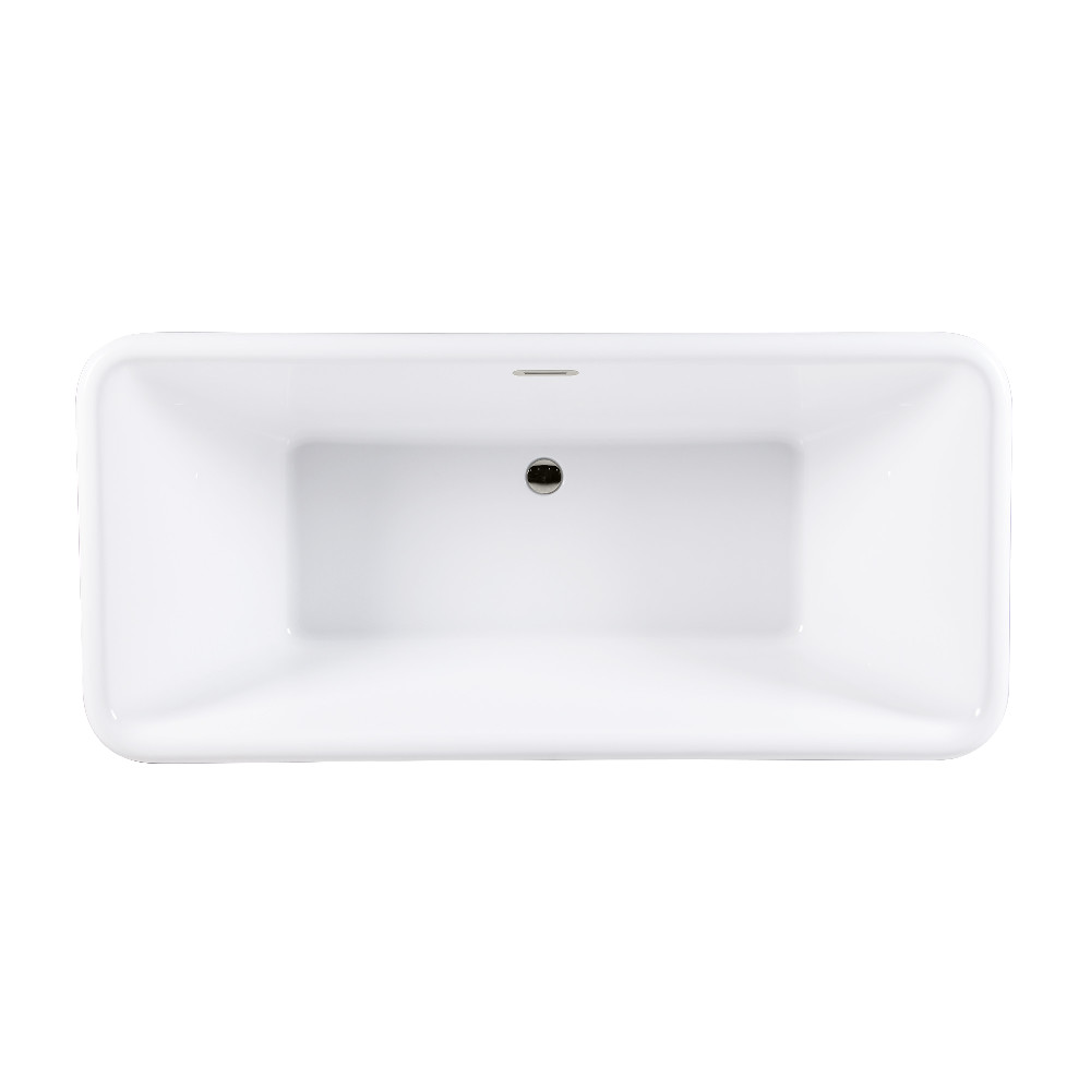 VTSQ713224C426 71 in. Acrylic Oval Rectangular Double Ended Pedestal Tub with Drain - Glossy White & Polished Nickel