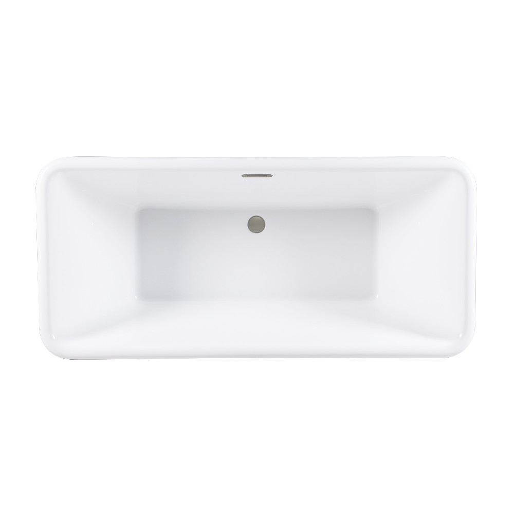 VTSQ713224C428 71 in. Acrylic Oval Rectangular Double Ended Pedestal Tub with Drain - Glossy White & Brushed Nickel