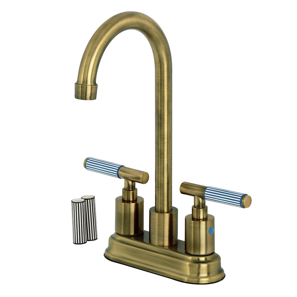 Picture of Kingston Brass KB8493KPS Verona Double-Handle 4 in. Center Set Bar Faucet - Antique Brass