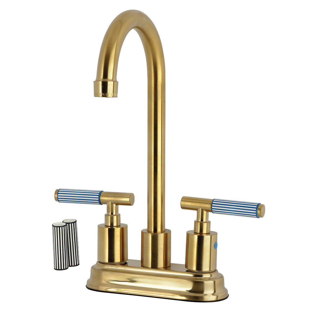 Picture of Kingston Brass KB8497KPS Verona Double-Handle 4 in. Center Set Bar Faucet - Brushed Brass