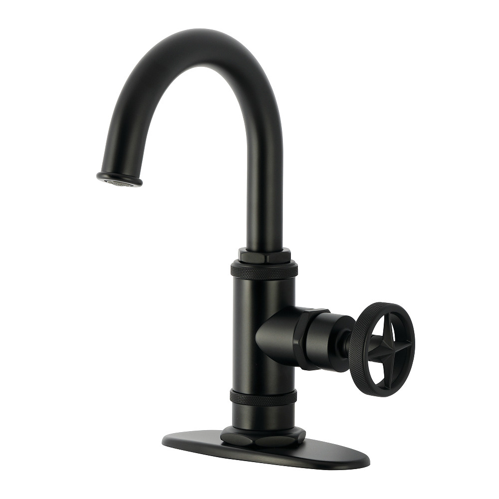 KSD2210RNX Ostro One-Handle Single-Hole Bathroom Faucet with Deck Plate & Push Pop-Up Drain - Matte Black