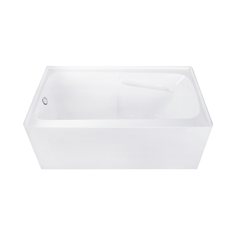 54in. Acrylic Rectangular Alcove Tub Combo - Glossy White & Brushed Nickel