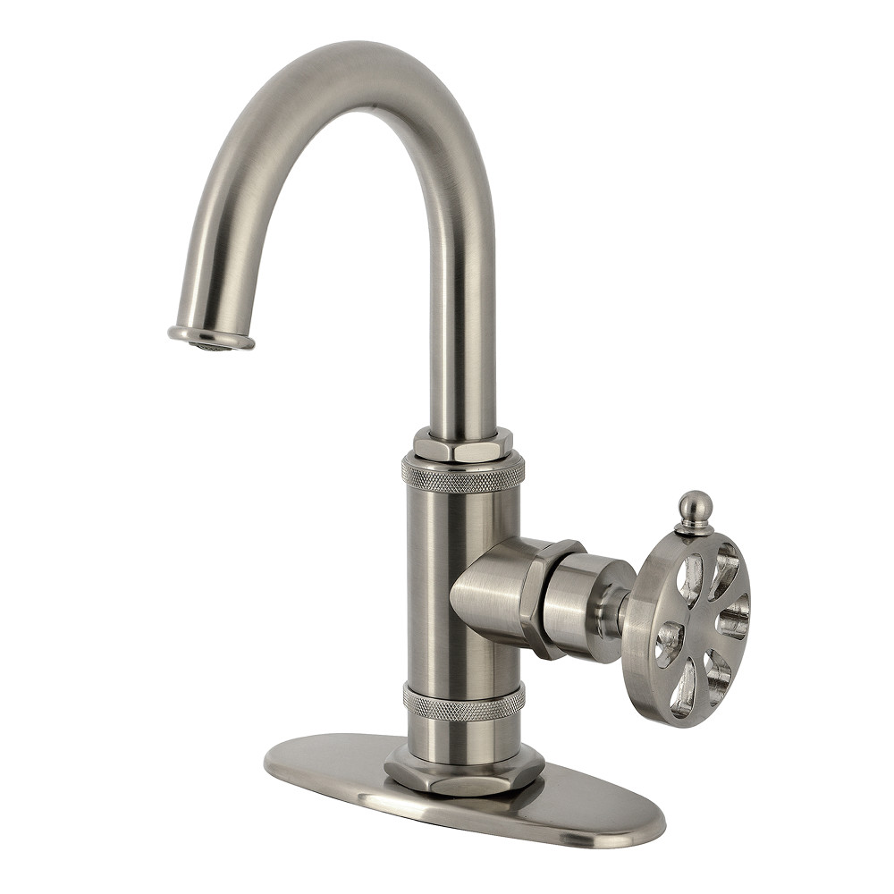 KSD2218RX Belknap One-Handle Single-Hole Bathroom Faucet with Deck Plate & Push Pop-Up Drain - Brushed Nickel