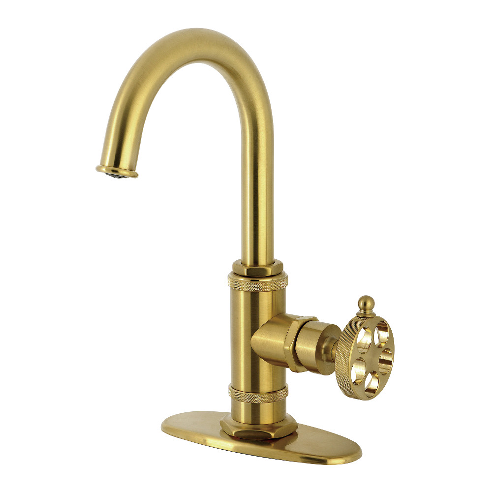 Picture of Kingston Brass KSD8507RKZ Wendell Single-Handle Bar Faucet with Knurled Handle - Brushed Brass
