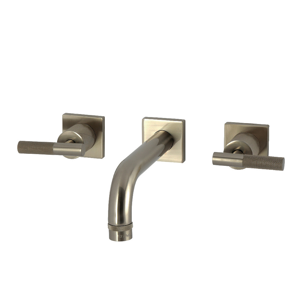KS6128KNL Convergent Double-Handle Wall Mount Bathroom Faucet with Knurled Handle - Brushed Nickel