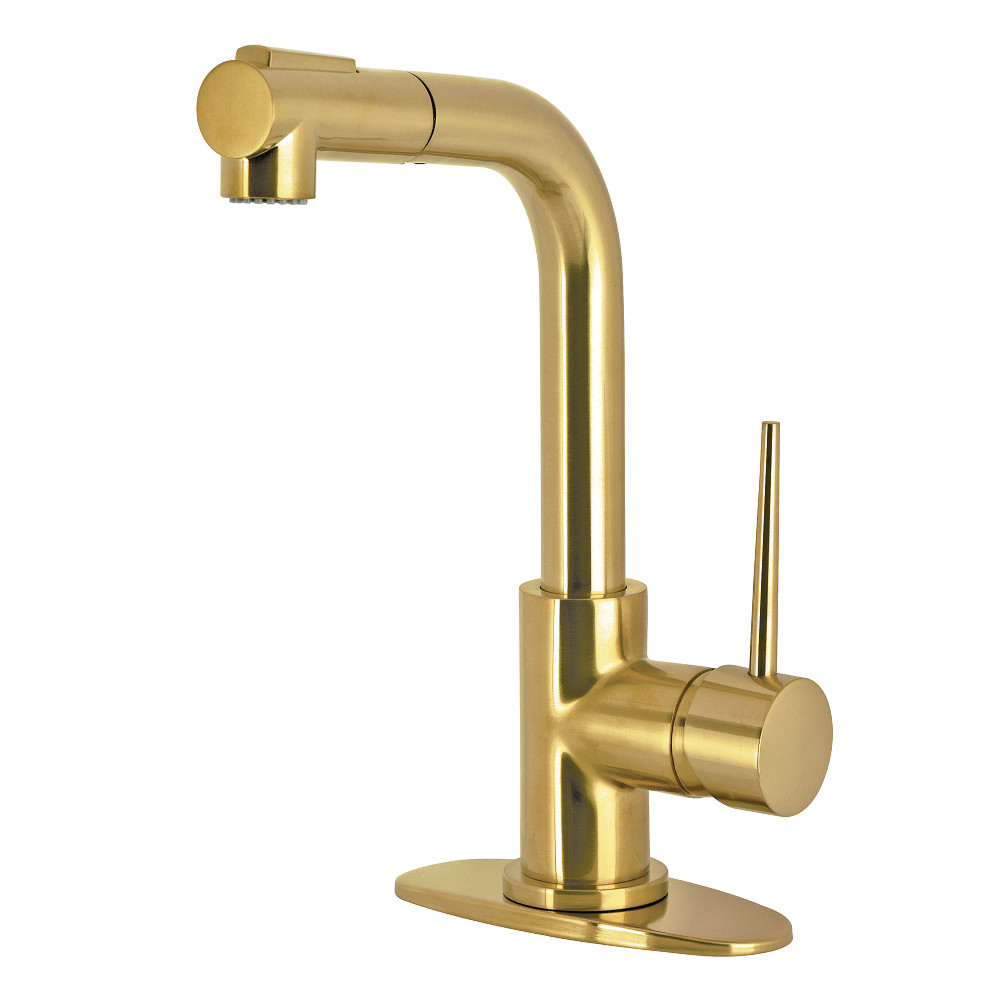 Picture of Kingston Brass LS2413NYL York Single-Handle Pull-Out Bar Faucet - Brushed Brass