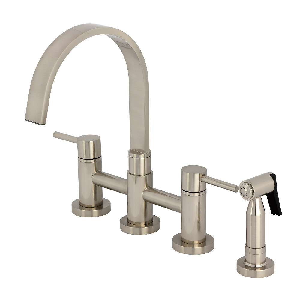 Picture of Kingston Brass KS8268DLBS Concord Bridge Kitchen Faucet with Brass Side Sprayer - Brushed Nickel