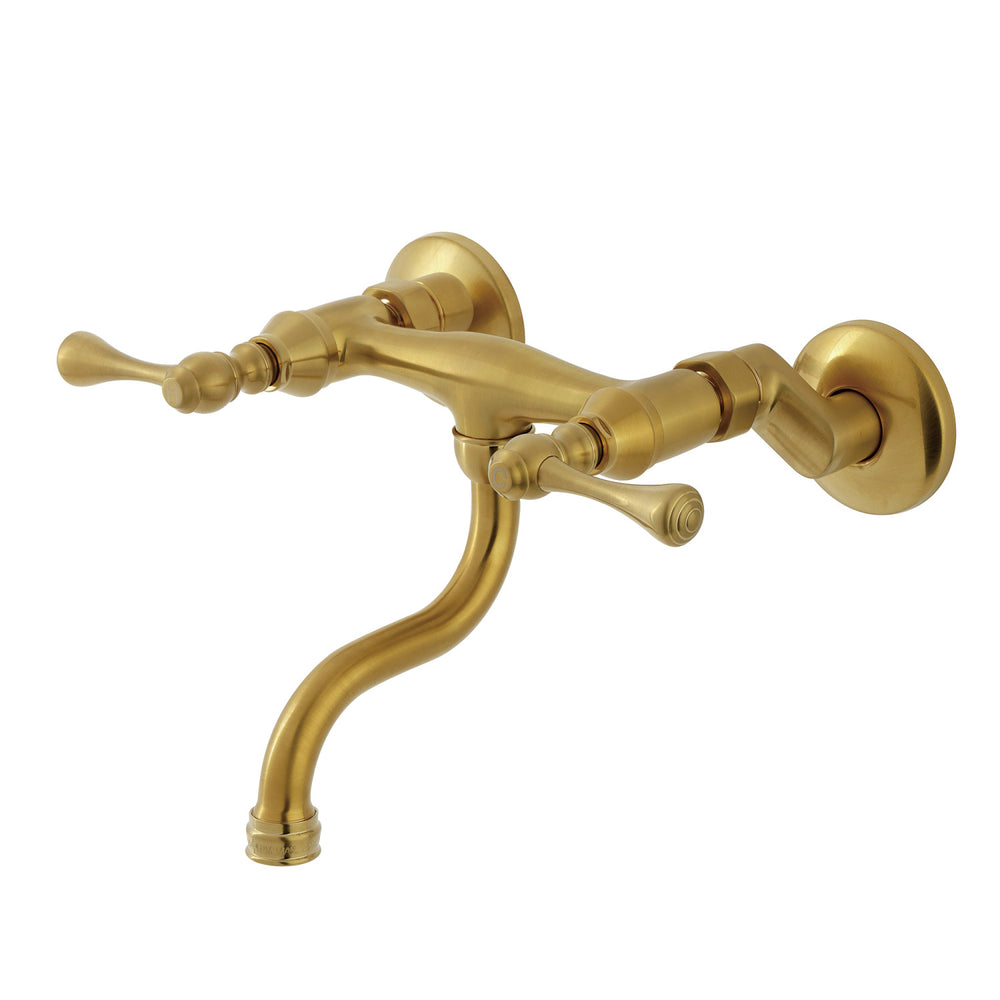 KS2117BL Kingston Double-Handle Wall Mount Bathroom Faucet, Brushed Brass