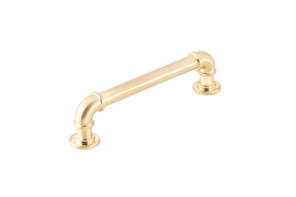 RBP22091BB Industrialist Cabinet Industrial Pipe Pull for Kitchen, 128 mm - Brushed Brass