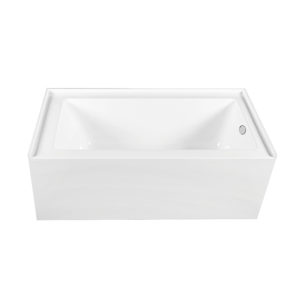 CVTDE603122R1 60 x 30.68 x 22.06 in. Acrylic Rectangular 3-Wall Alcove Tub Combo with Waste & Overflow Drain - Glossy White & Polished Chrome