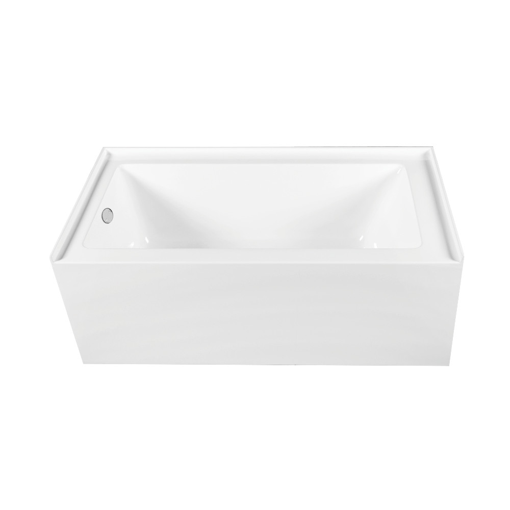 CVTDE603122L1 60 x 30.68 x 22.06 in. Acrylic Rectangular 3-Wall Alcove Tub Combo with Waste & Overflow Drain, Glossy White & Polished Chrome