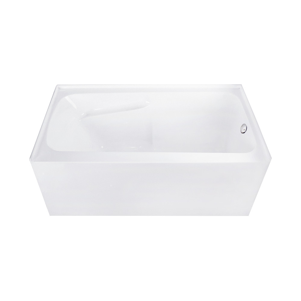 CVTAP543023R8 5Acrylic Rectangular 3-Wall Alcove Tub Combo with Armrests & Waste & Overflow Drain - Glossy White & Brushed Nickel