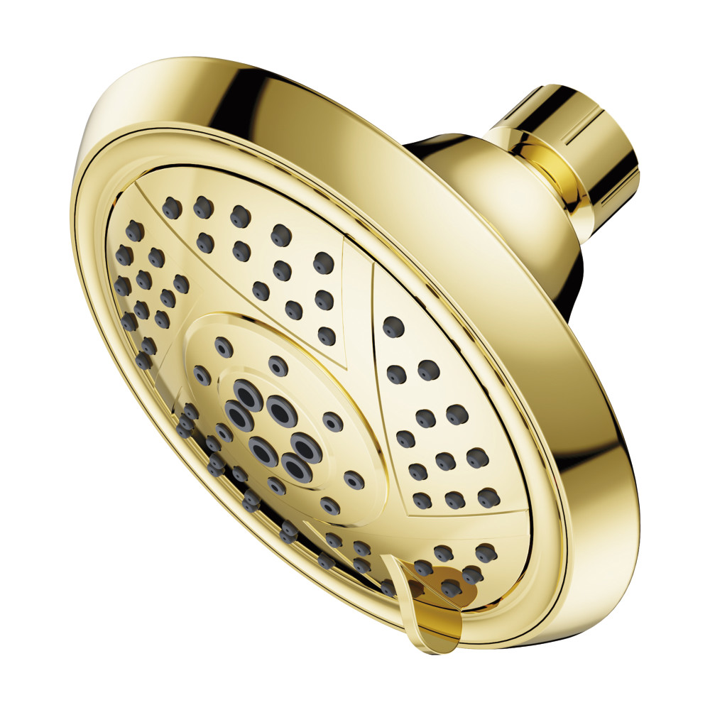 KX1552 Vil Bosch 5 in. Round 5-Function ABS Shower Head - Polished Brass