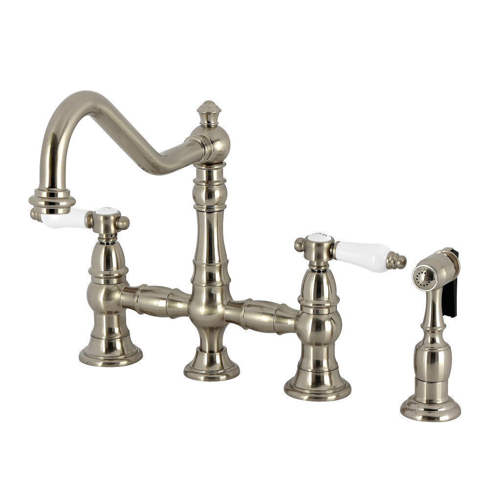 Picture of Kingston Brass KS3278BPLBS Bel-Air Bridge Kitchen Faucet with Brass Side Sprayer - Brushed Nickel