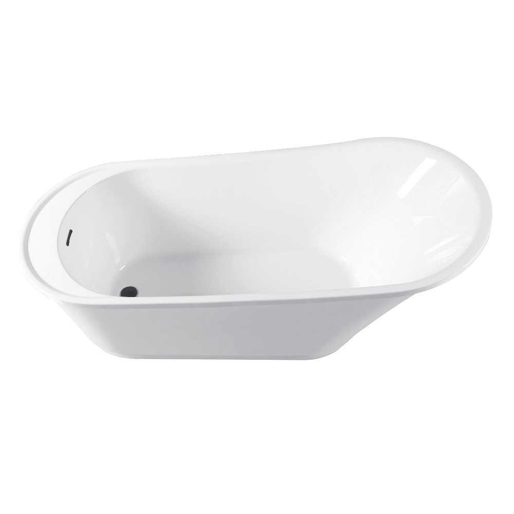 Freestanding Acrylic Tub - Glossy White & Matte Black - 59 in. - Ergonomic Design