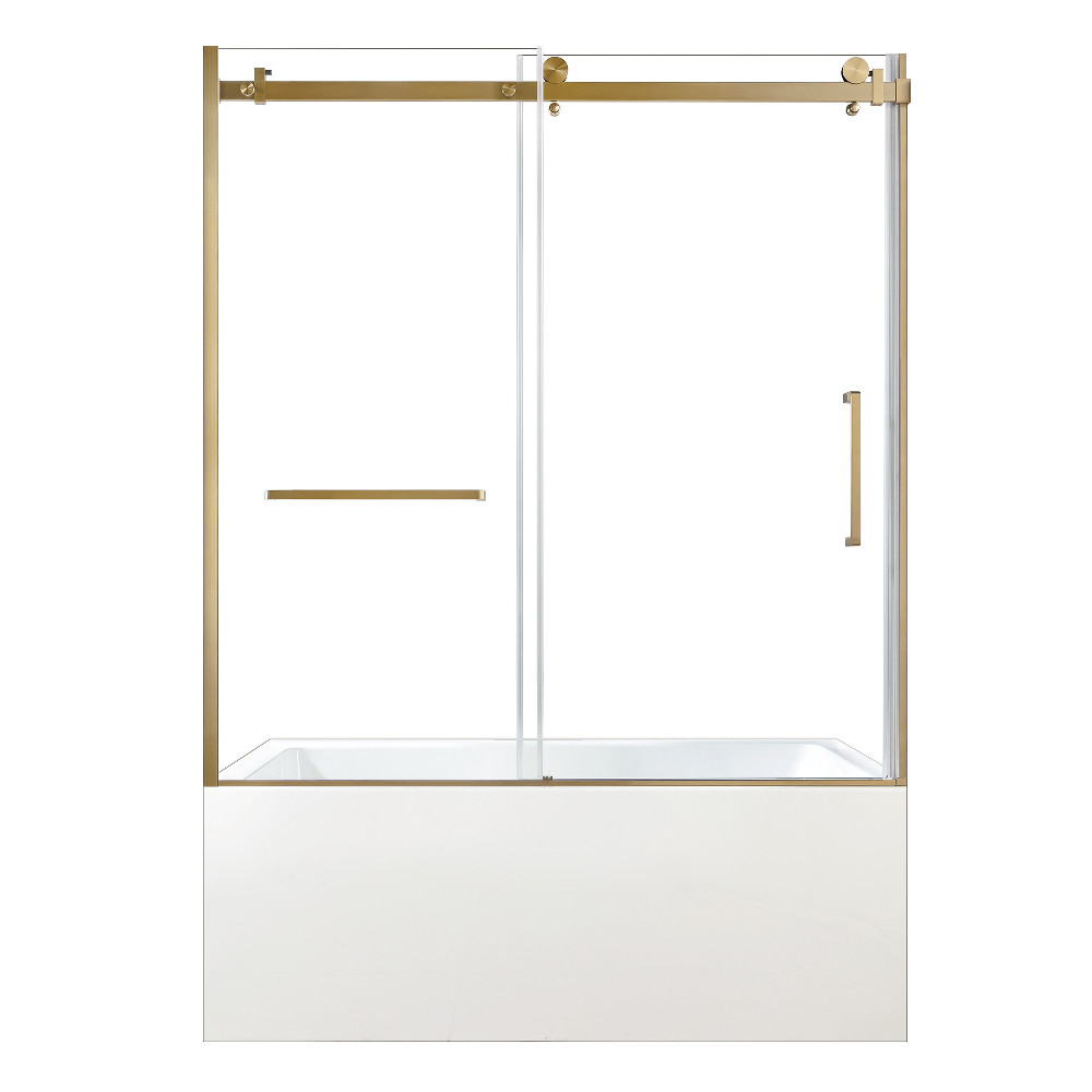 KVTAP603222L7 60 x 32 x 81.62 in. Acrylic Rectangular 3-Wall Alcove Tub Combo with Tub Door - White & Brushed Brass