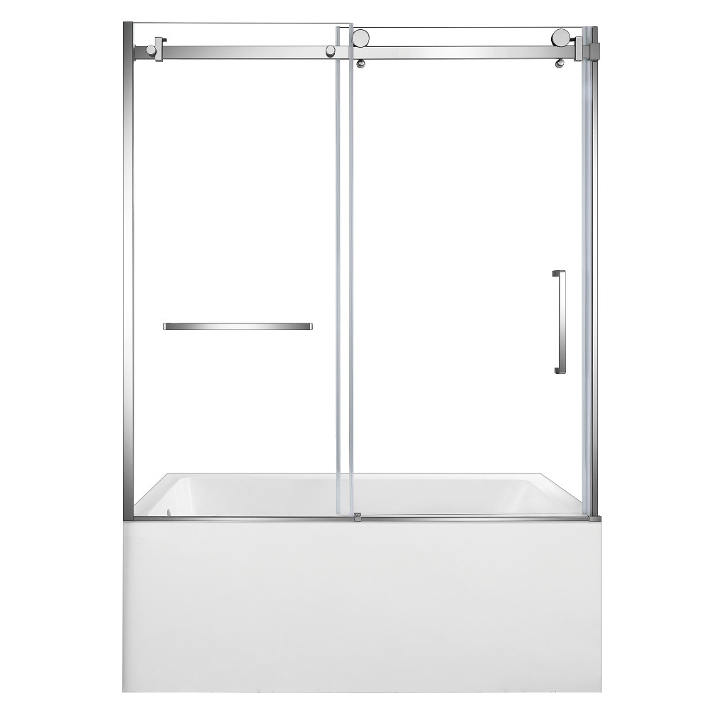 KVTAP6032L221 59.81 x 31.93 x 81.43 in. Acrylic Rectangular 3-Wall Alcove Tub Combo with Tub Door - White & Polished Chrome