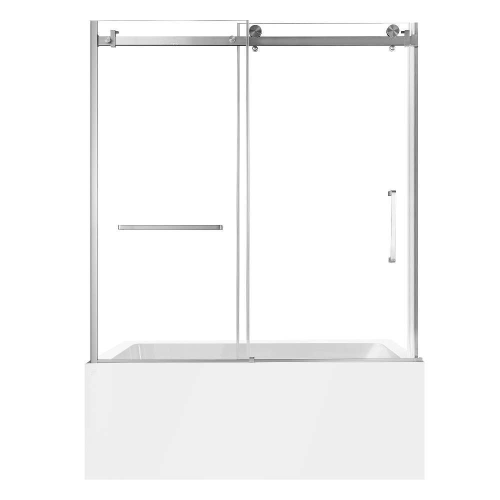 KVTAP603222L8 60 x 32 x 81.62 in. Acrylic Rectangular 3-Wall Alcove Tub Combo with Tub Door - White & Brushed Nickel