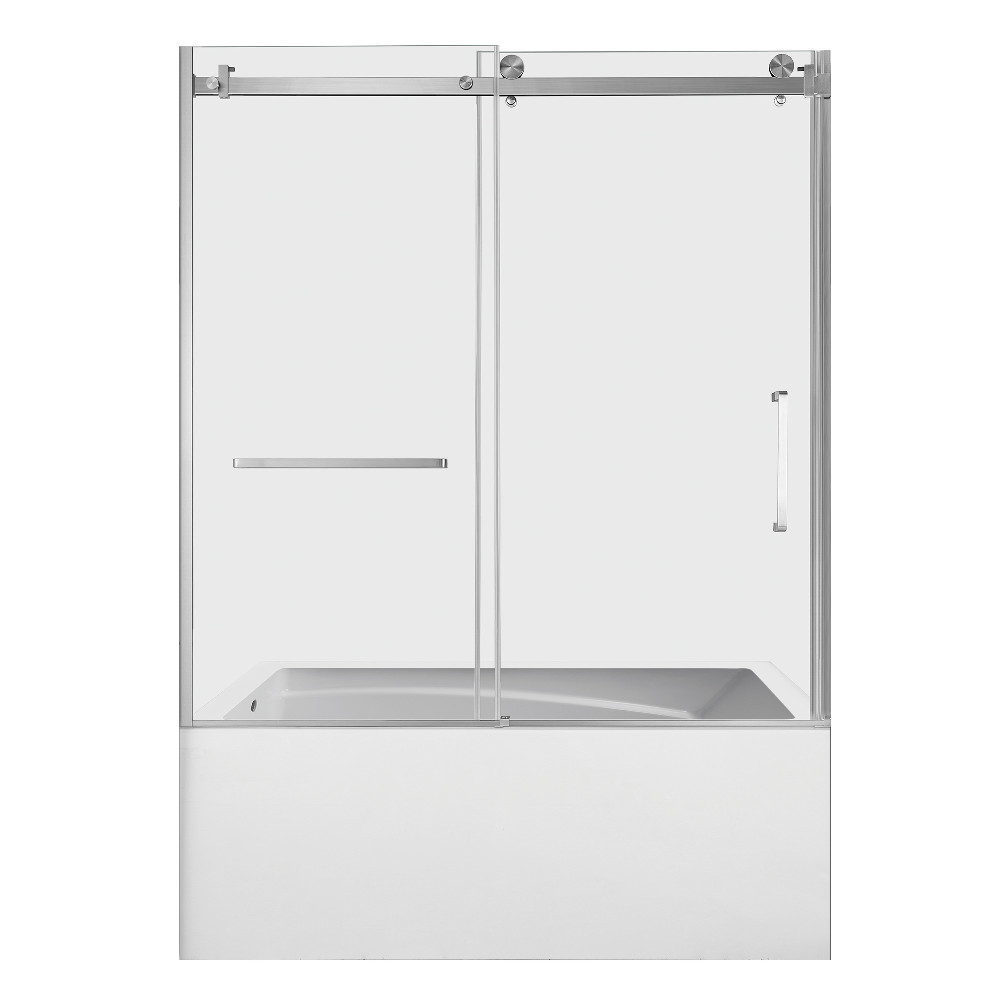 KVTAM6032L22D8 Acrylic Rectangular 3-Wall Anti-Skid Alcove Tub Combo with Tub Door - White & Brushed Nickel
