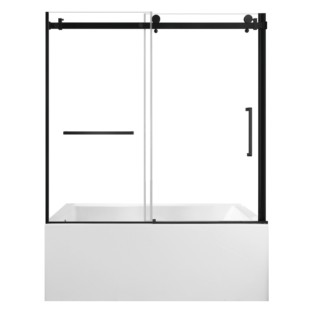 KVTAP6032L220 59.81 x 31.93 x 81.43 in. Acrylic Rectangular 3-Wall Alcove Tub Combo with Tub Door - White & Matte Black