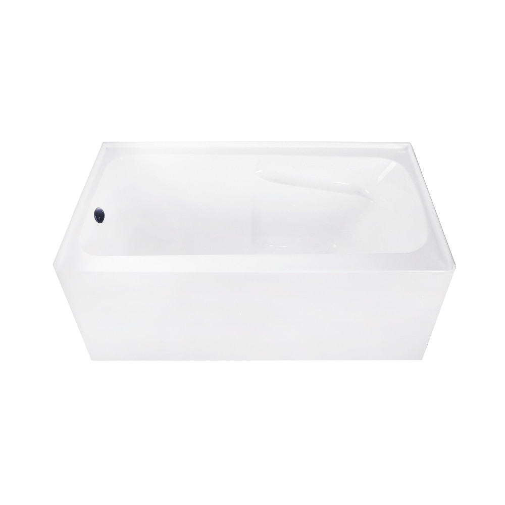 CVTAP543023L0 54 in. Acrylic Rectangular 3-Wall Alcove Tub Combo with Armrests & Waste & Overflow Drain - Glossy White & Matte Black
