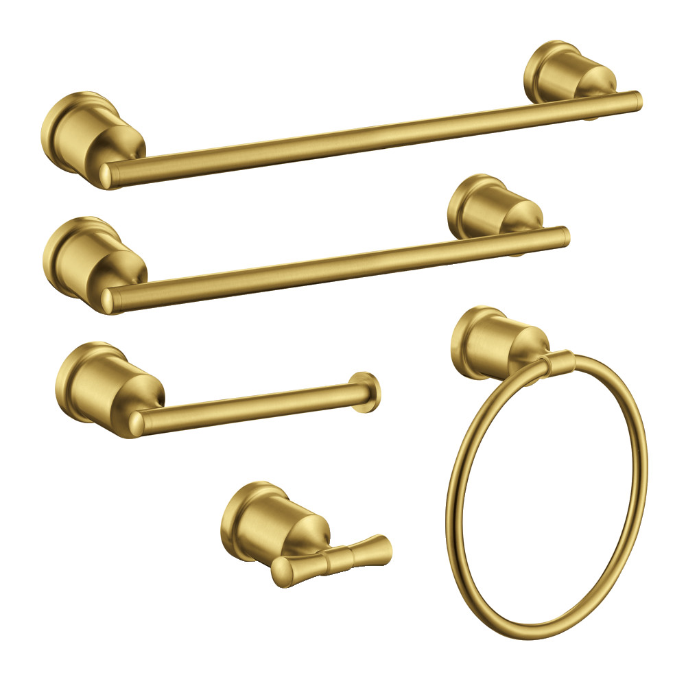 BAHK9112478BB Mathsson 18 in. & 24 in. Towel Bars Bathroom Accessory Set - Brushed Brass - 5 Piece