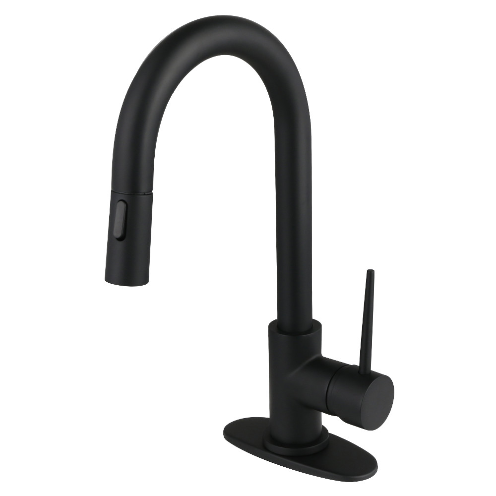 Picture of Kingston Brass LS2460NYL Gourmetier York Single-Handle Pull Down Sprayer Bar Faucet - Matte Black