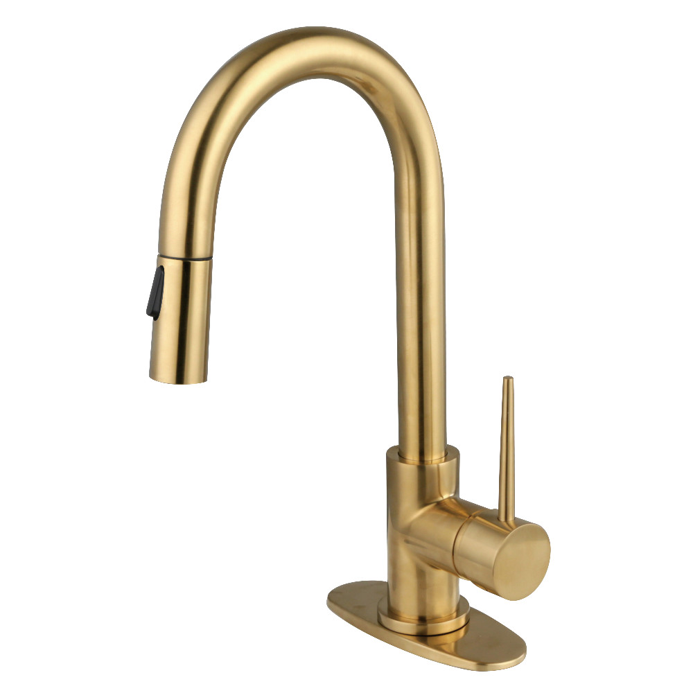Picture of Kingston Brass LS2463NYL Gourmetier York Single-Handle Pull Down Sprayer Bar Faucet - Brushed Brass