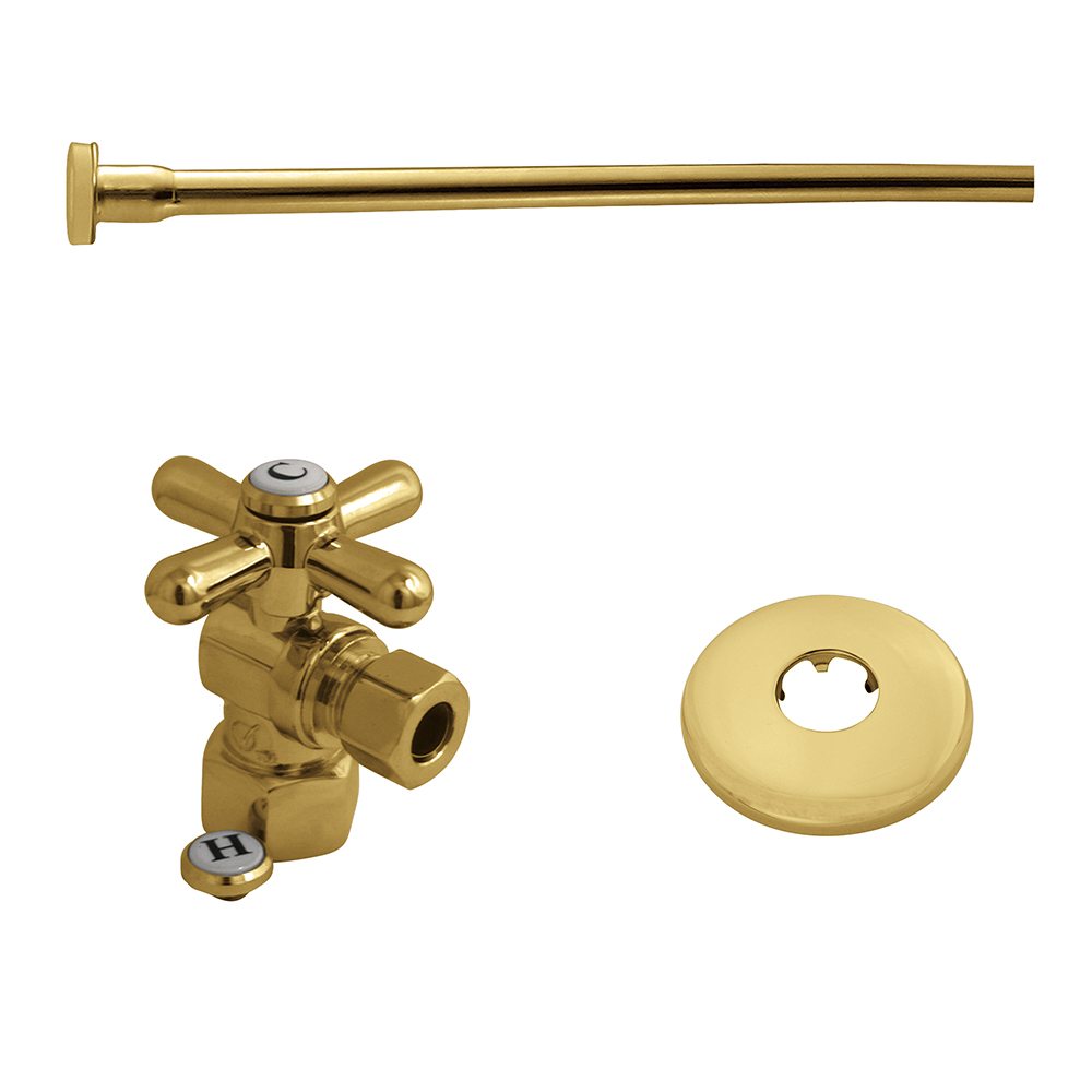 Toilet Supply Kits Combo- .5 in. IPS Inlet- .38 in. Comp Oulet- Polished Brass