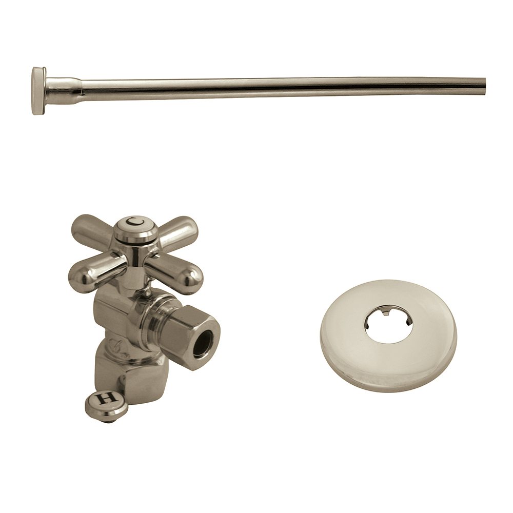 Toilet Supply Kits Combo, .5 in. IPS Inlet, .38 in. Comp Oulet, Satin Nickel