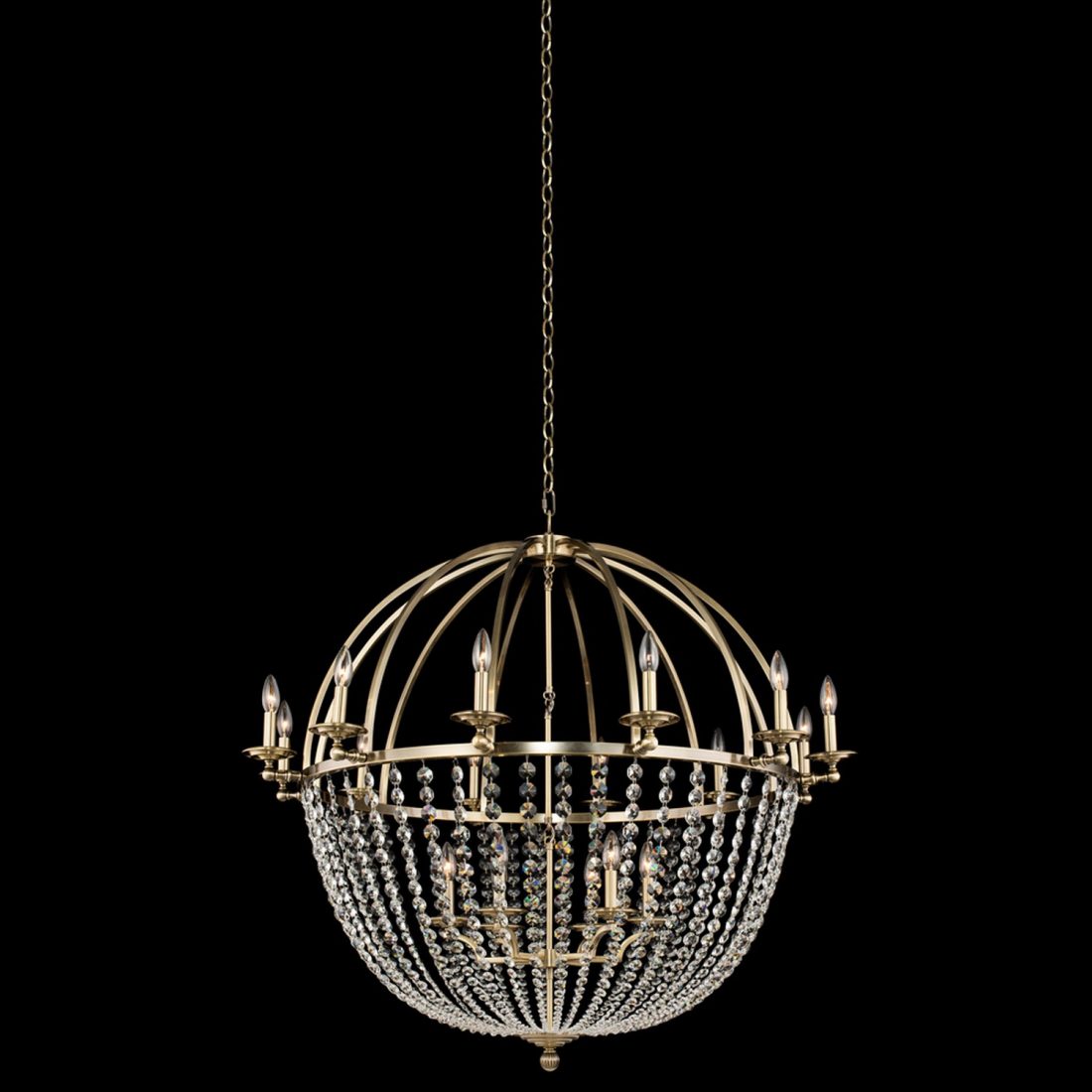Picture of Allegri 037773 Pendolo 18 Light 12 Arm Orb Chandelier&#44; Brushed Champagne Gold