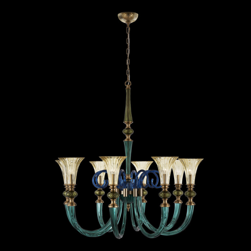 Picture of Allegri 043671-044-GLMULTI Tinta 8 Light Chandelier&#44; Winter Brass
