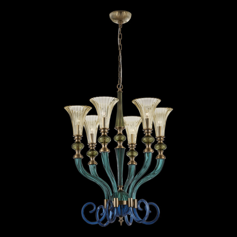 Picture of Allegri 043670-044-GLMULTI Tinta 6 Light Chandelier&#44; Winter Brass