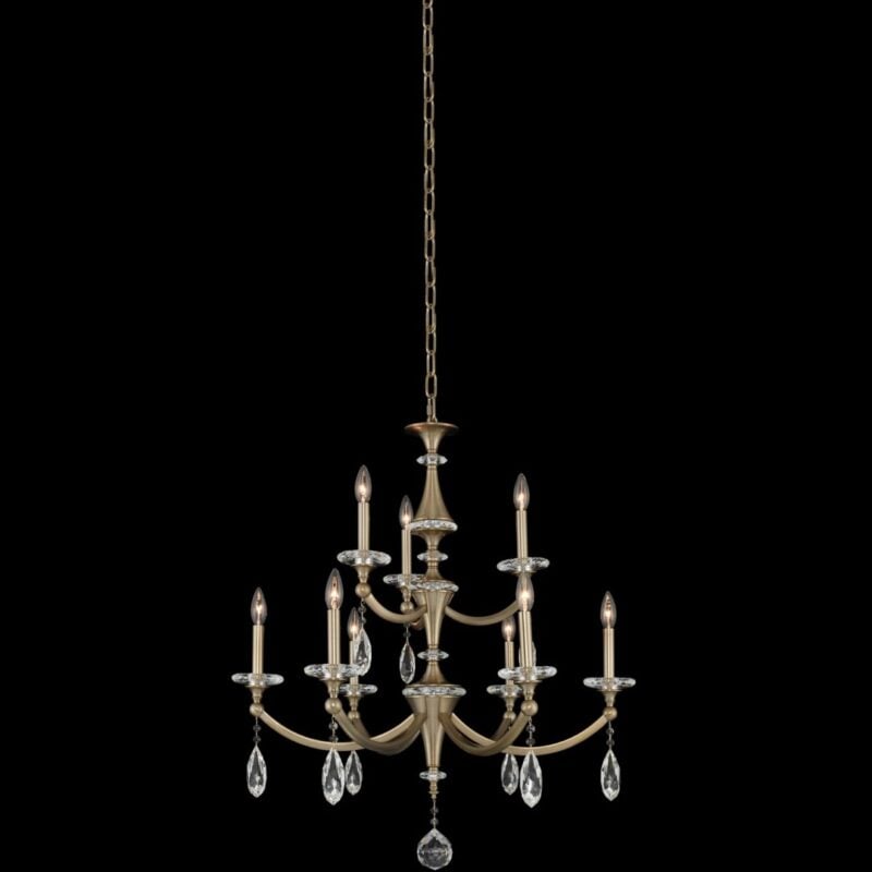 Picture of Allegri 012172-045-FR001 Floridia 9 Light 2 Tier Chandelier&#44; Matte Brushed Champagne
