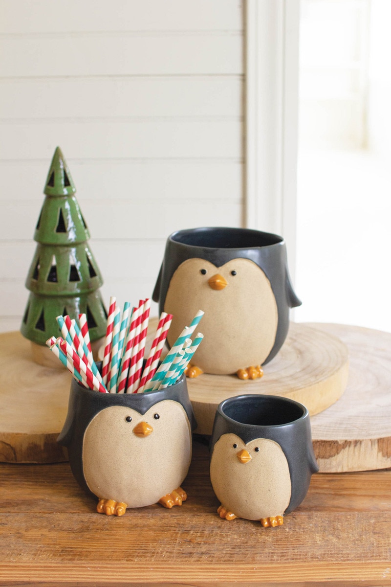 CDV2129K Ceramic Penguin Planters - Set of 3