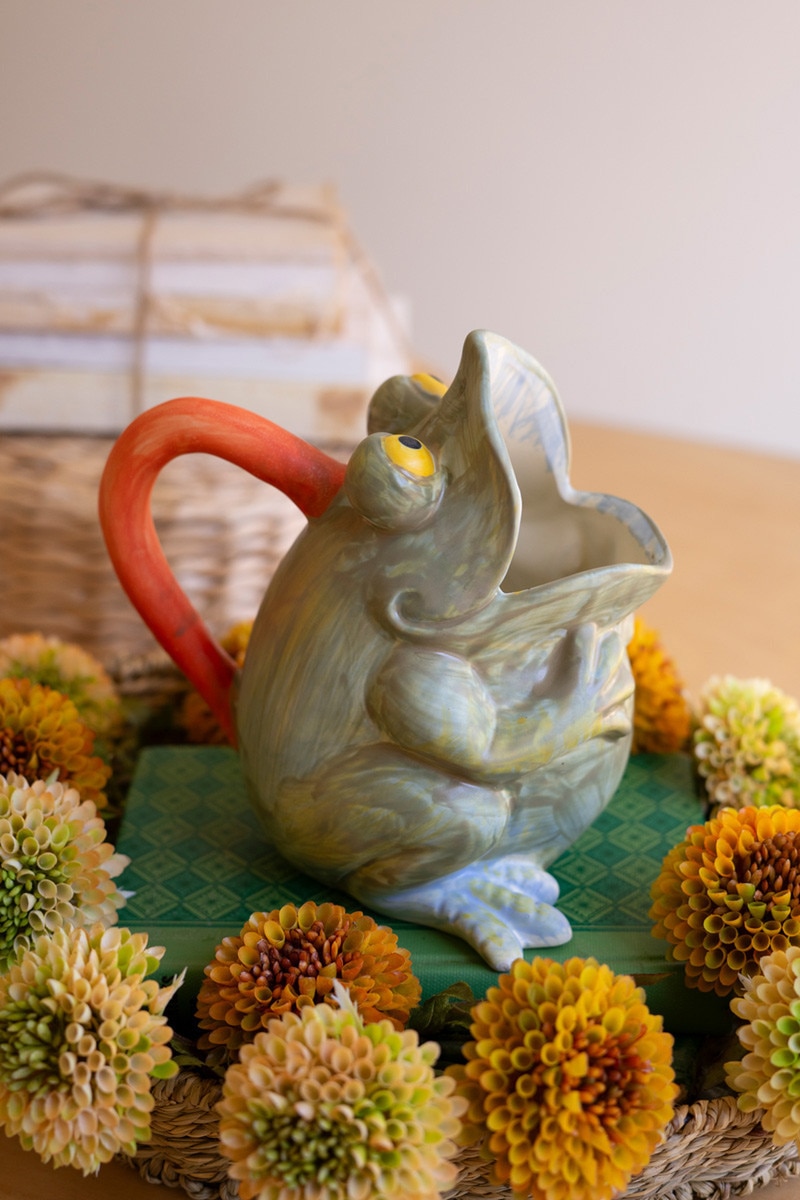 CHN1440K Ceramic Frog Pitcher Vase - Multi Color - Set of 2