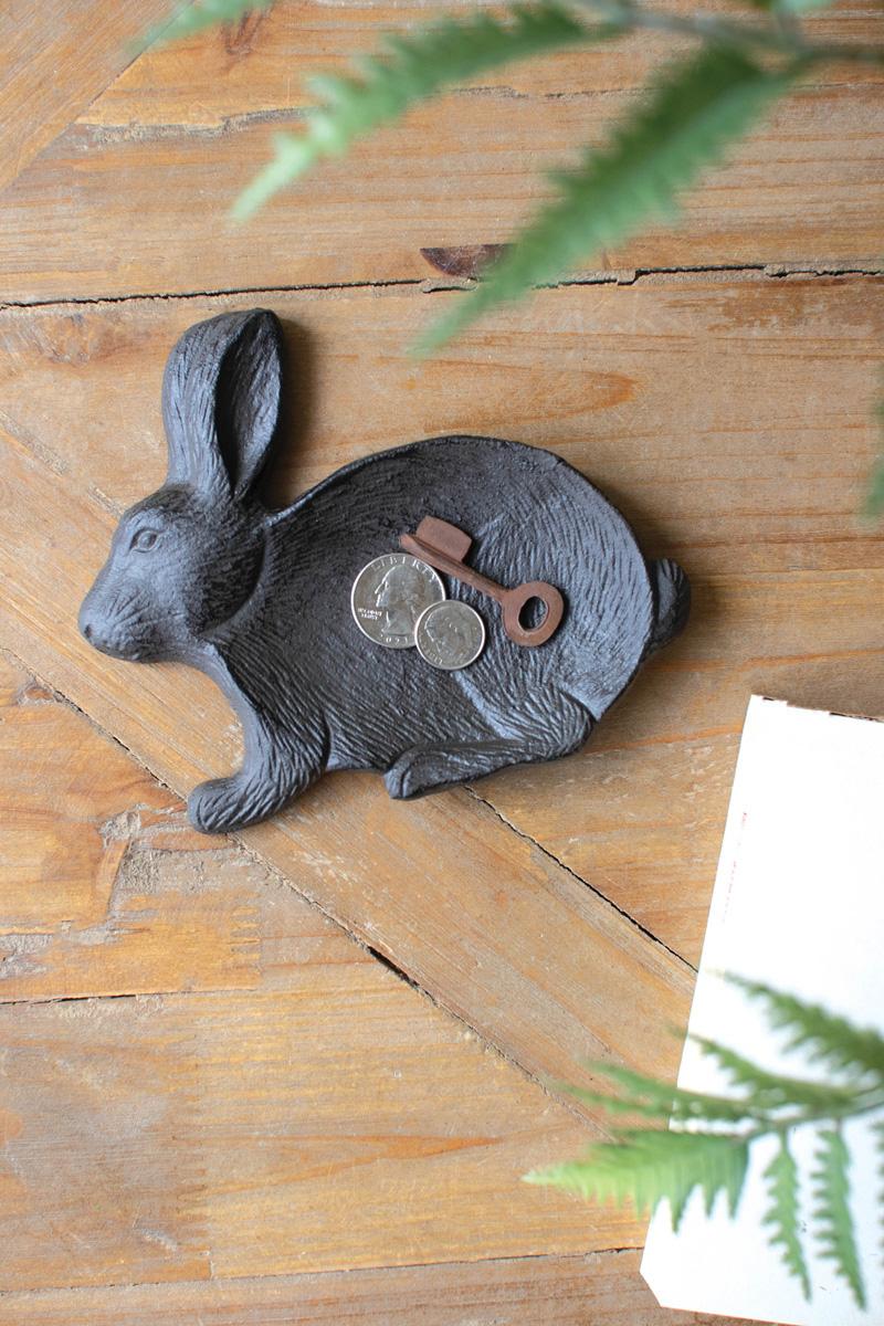 CYB1519K Cast Iron Easter Rabbit Trinket Tray, Brown - Set of 6