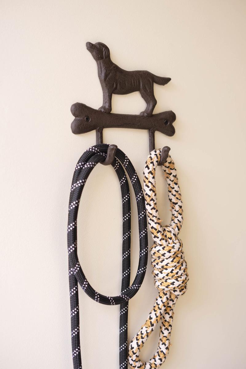 CYB1528K Cast Iron Dog with Bone Wall Hook, Brown - Set of 4