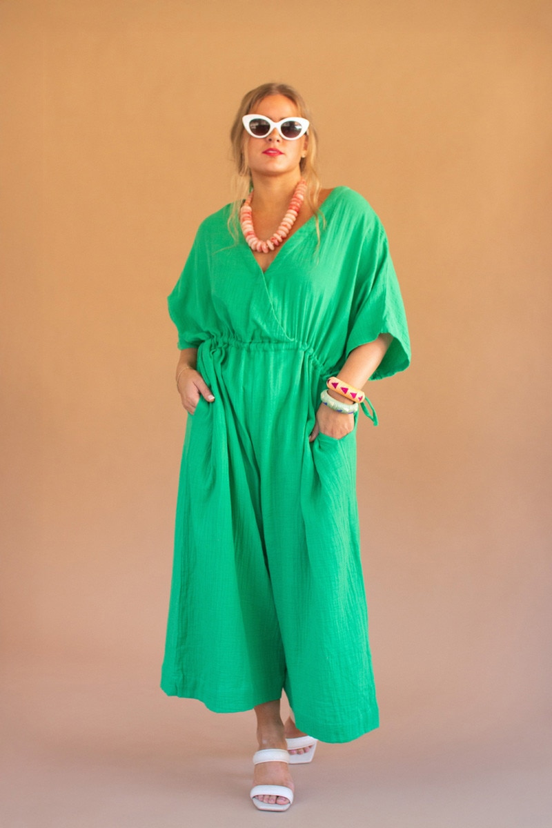 NELL1103K Jumper with Drawstring Waist & Kale, Green