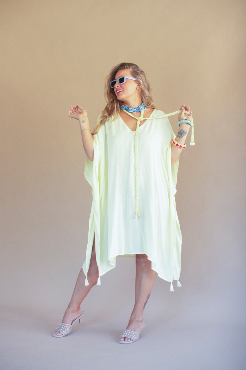 NREE1016K Kaftan with Matching Bag, Sunoil