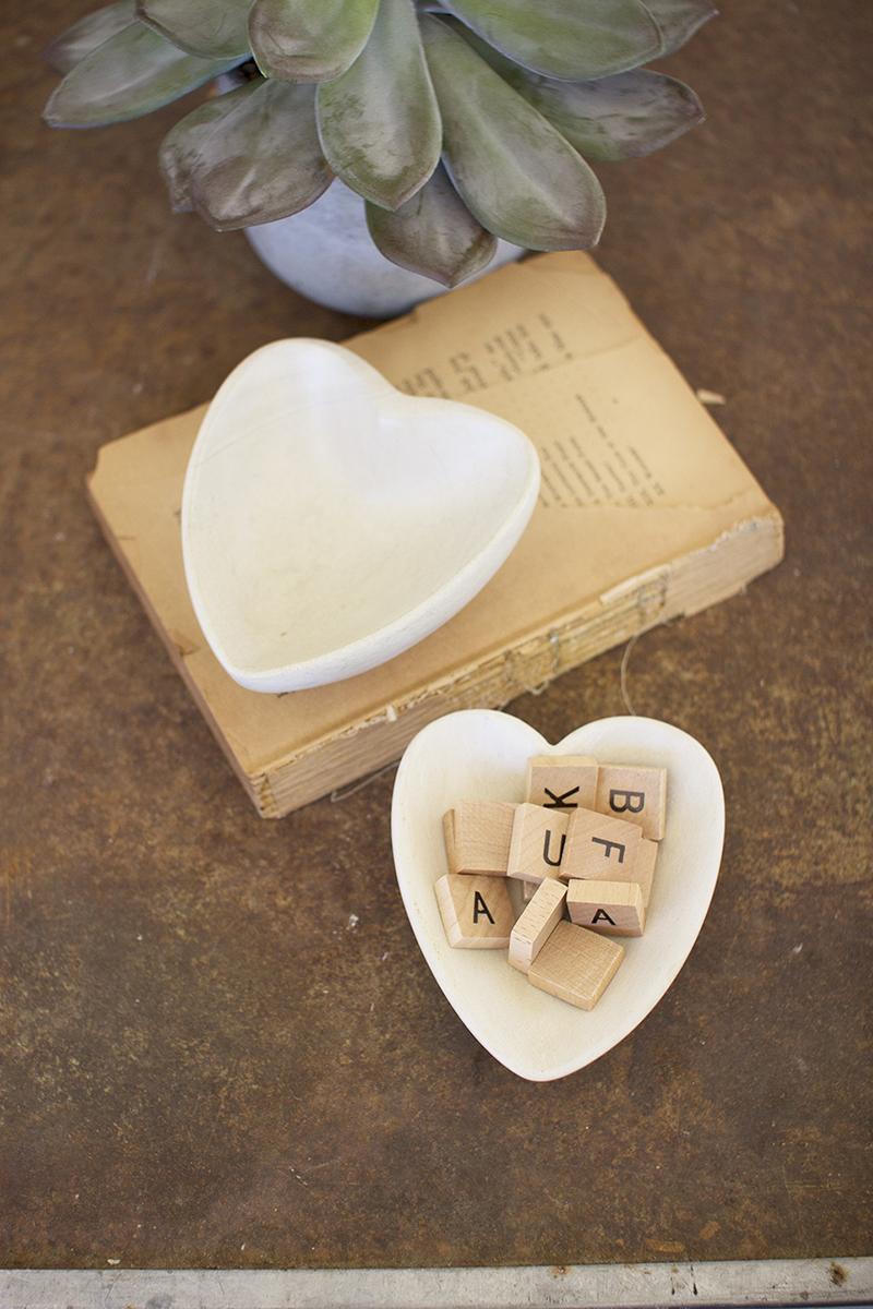 Picture of Kalalou A6199 4 x 4 x 1.5 in. Carved Stone Heart Bowl, Light Grey