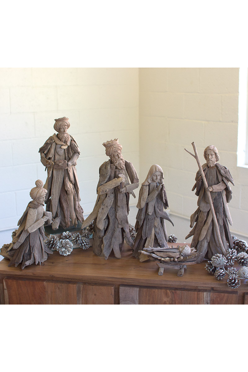 6 x 6 x 18 in. Driftwood Nativity Set - Set of 6