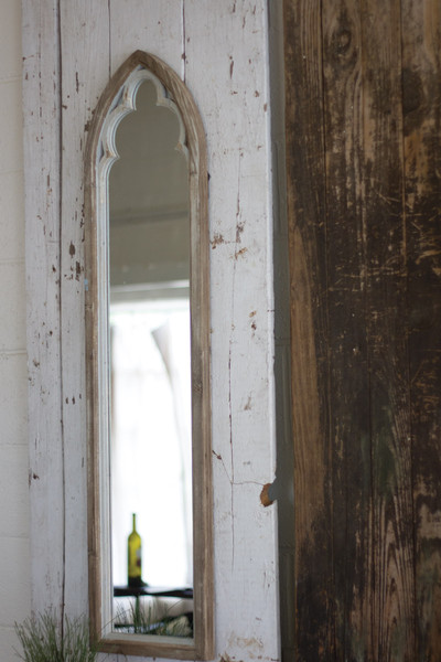 CCG1415 11 x 48 in. Arched Wood Framed Mirror, Natural