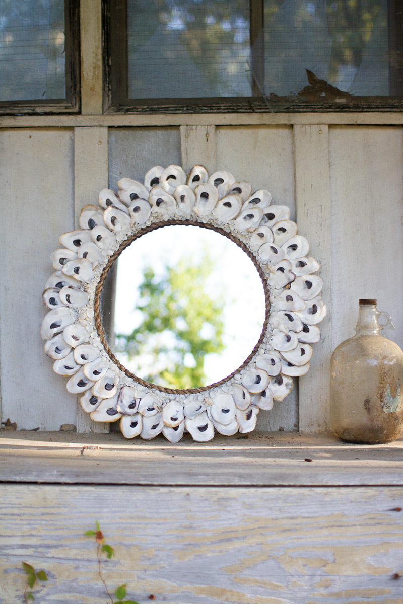 PFW1003 24 in. Large Round Oyster Shell Mirror