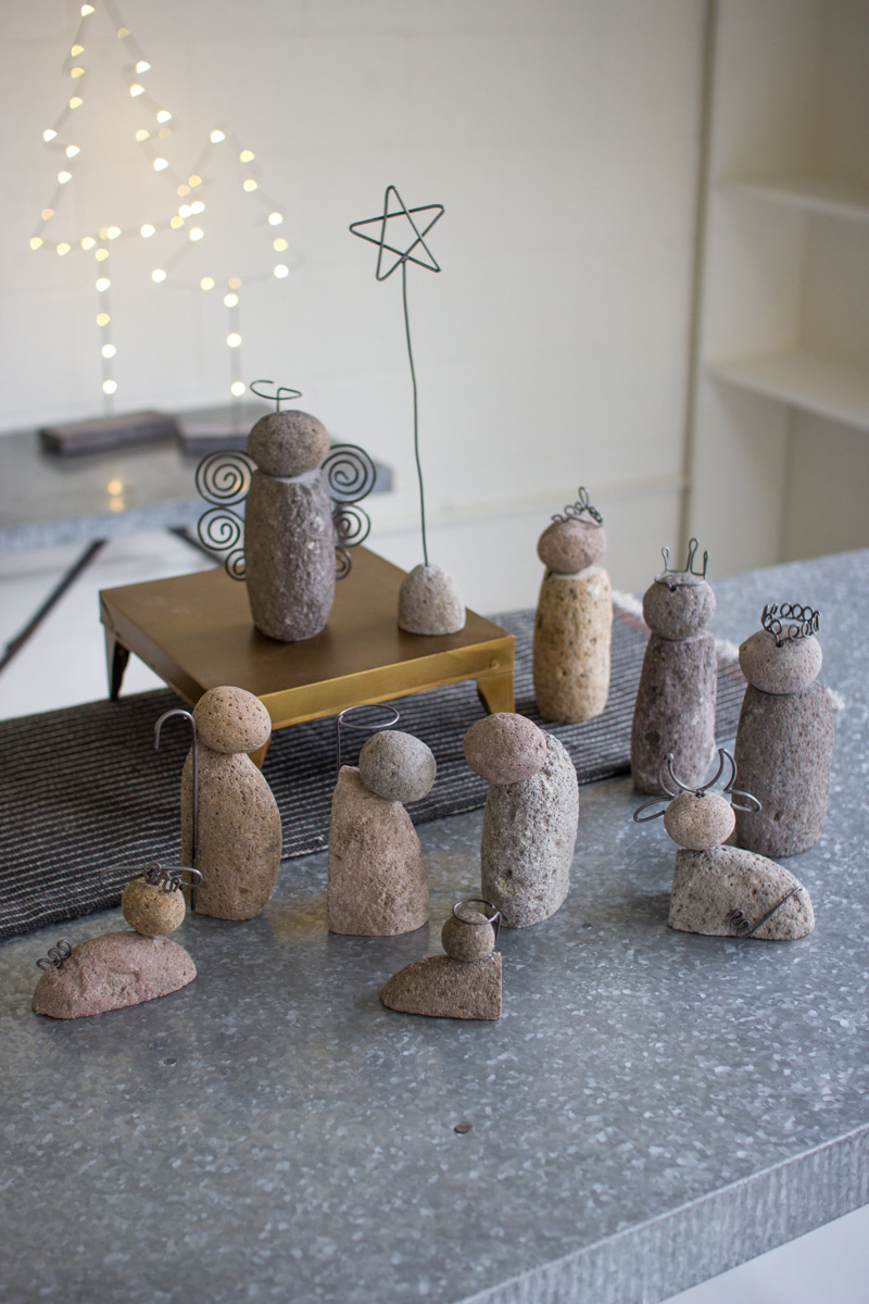 7.5 in. River Rock Nativity Scene - Set of 12