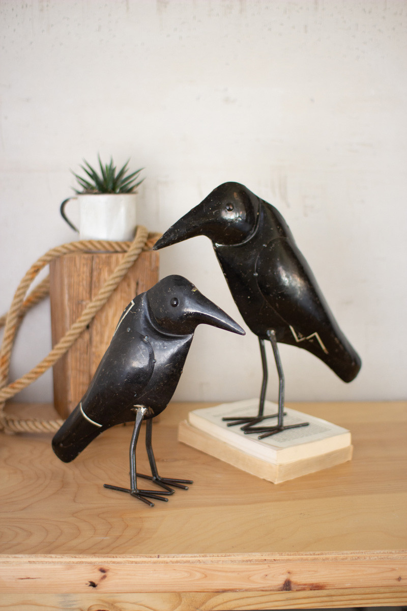 NTM1232 Iron Crows Decorative, Antique Black - Set of 2